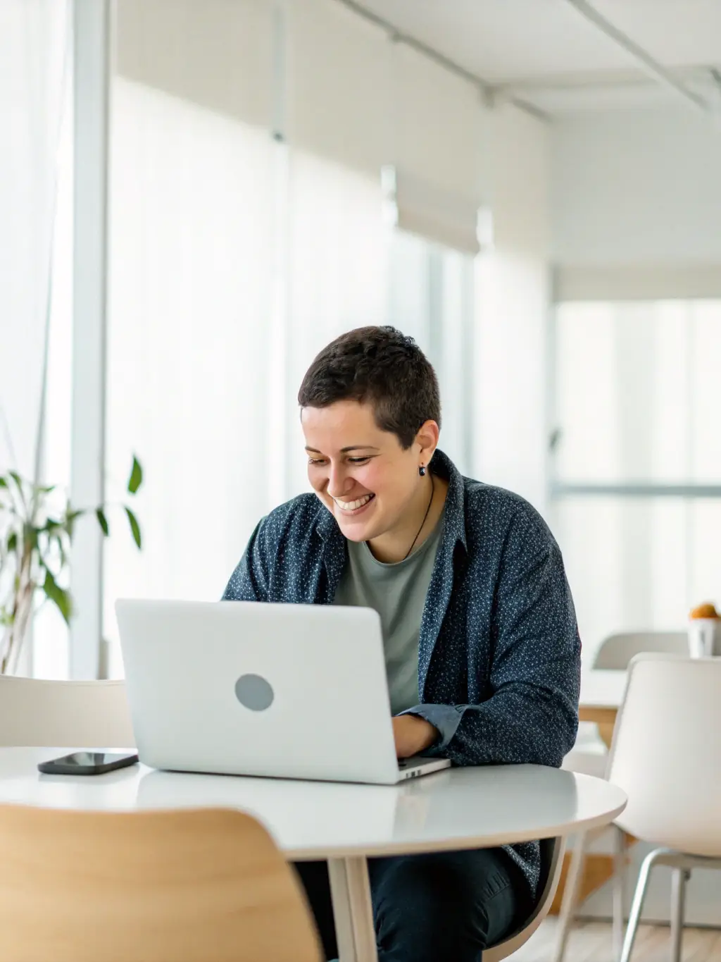 A person happily managing their finances on a laptop, showcasing LIVEGOOD's user-friendly interface.